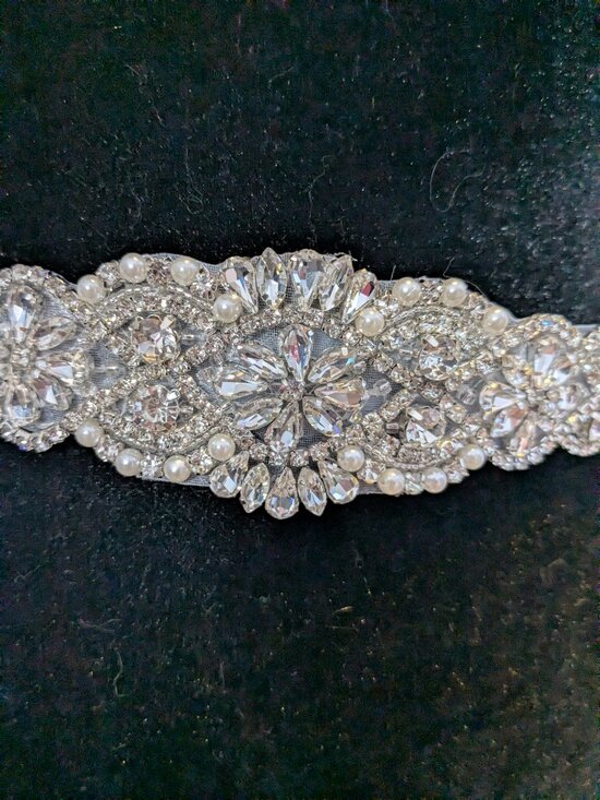 White Organza Ribbon Rhinestone Bridal Belt